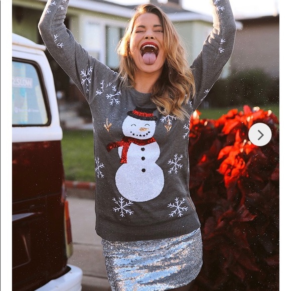 NWT Tipsy Elves Women’s Christmas Sequined Snow Day Sweater NEW WITH TAGS - Picture 6 of 8